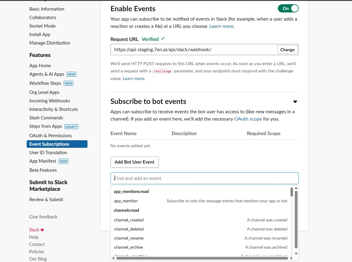 Screenshot of request url field