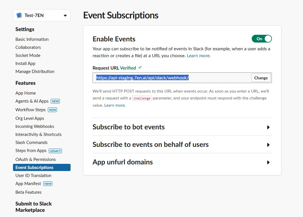 Screenshot of request url field